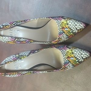 Mix No.6 Multicolored Snakeskin Pumps